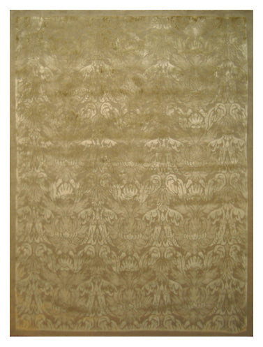 4'x6' Nepalese or Tibetan Rug | Gold Silk & Wool Floral Rug