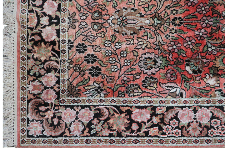 3'x10' Persian Design India Kashmir Art. Silk Hand-knotted Area Runner Rug