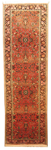 3'x10' Persian Design India Kashmir Art. Silk Hand-knotted Area Runner Rug