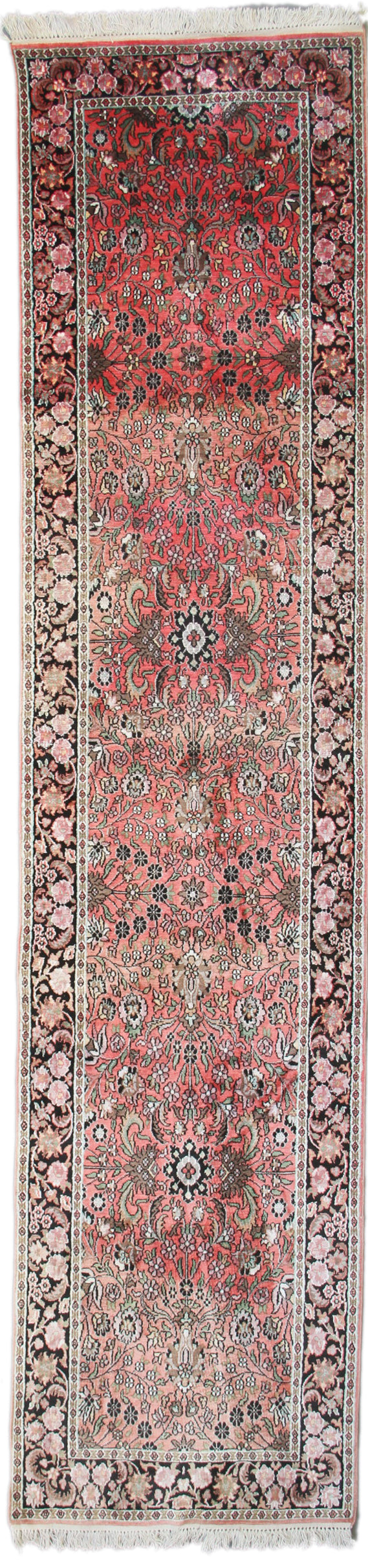 3'x10' Persian Design India Kashmir Art. Silk Hand-knotted Area Runner Rug