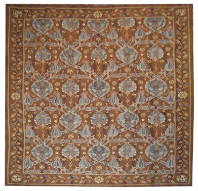 6x6 Brown Blue Ottoman Design Bessarabian Style Ariana Kilim Collection Square Rug