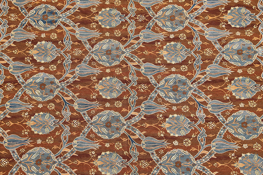 10x14 Brown Blue Ottoman Design Ariana Kilim Collection Rug
