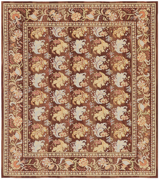 13'x16' Brown Icy Blue Gold Orange Bessarabian Design Contemporary Ariana Kilim Large Rug