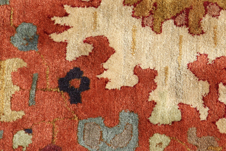 8'x11' Antique Caucasian Design German Tetex Tufted Rug Rust Blue Grey Ivory Rug