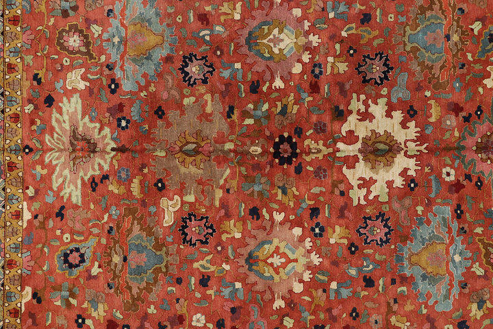 8'x11' Antique Caucasian Design German Tetex Tufted Rug Rust Blue Grey Ivory Rug