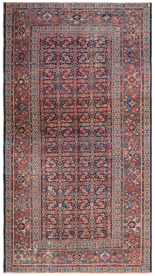 9.09 x  5.06  Semi Antique Hand-knotted Persian Malayer Herati Design Area Rug