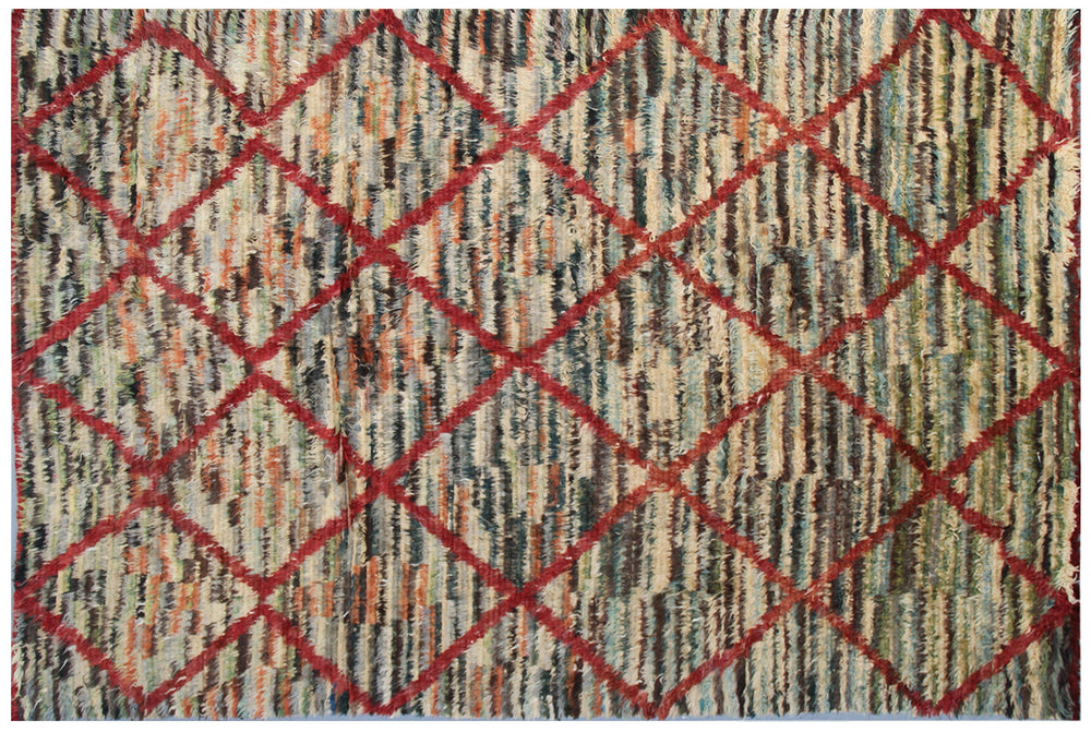 8'x11' Authentic Ariana Barchi Rug | Moroccan | Red Geometric Rug 