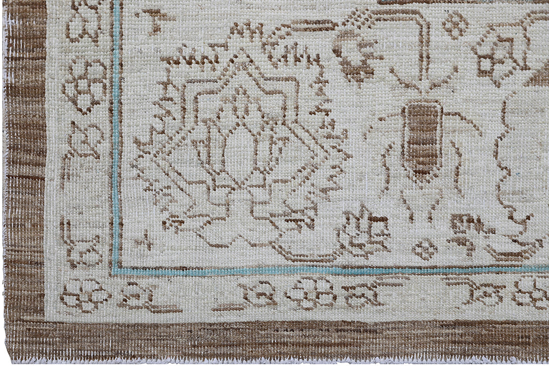 8'x10' Afghan Agra Rug | Washed Blue & Brown | Hand-Knotted Wool Rug