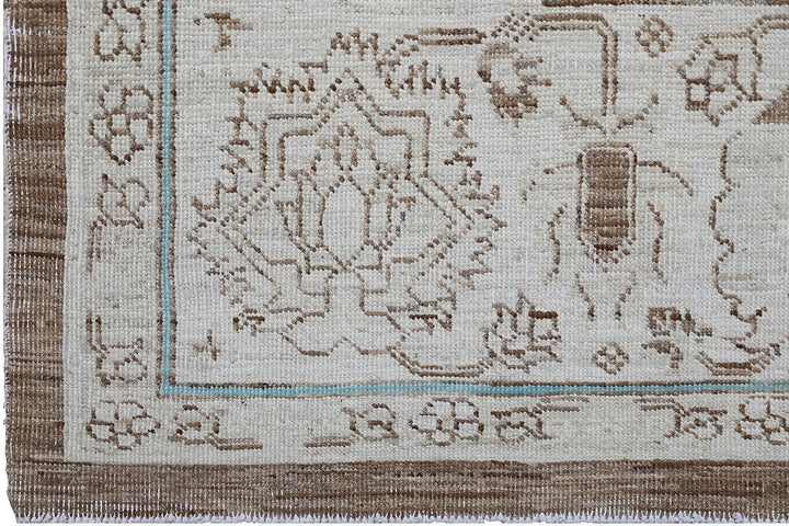 8'x10' Afghan Agra Rug | Washed Blue & Brown | Hand-Knotted Wool Rug