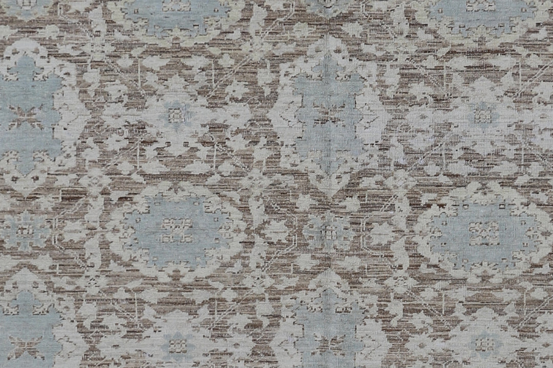 8'x10' Afghan Agra Rug | Washed Blue & Brown | Hand-Knotted Wool Rug