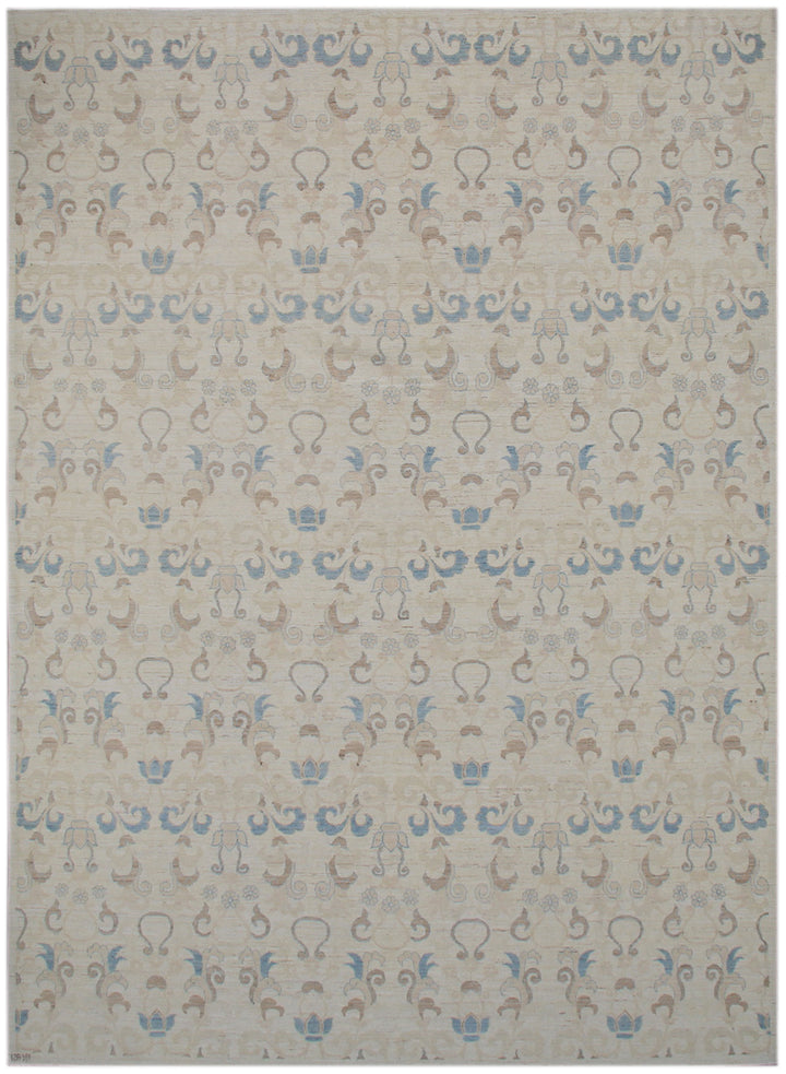 8'x10' Afghan Hand-Knotted Geometric Rug | Organic Wool, Modern Earth Tones