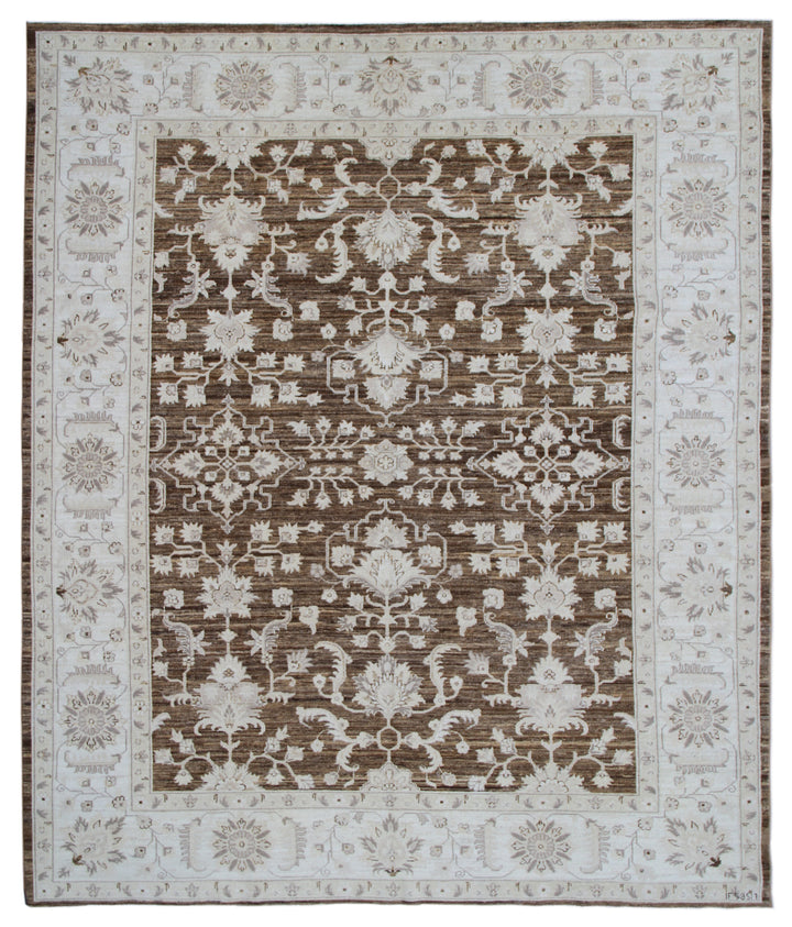 8'x10' Hand-Knotted Afghan Agra Rug | Organic Wool | Transitional Collection