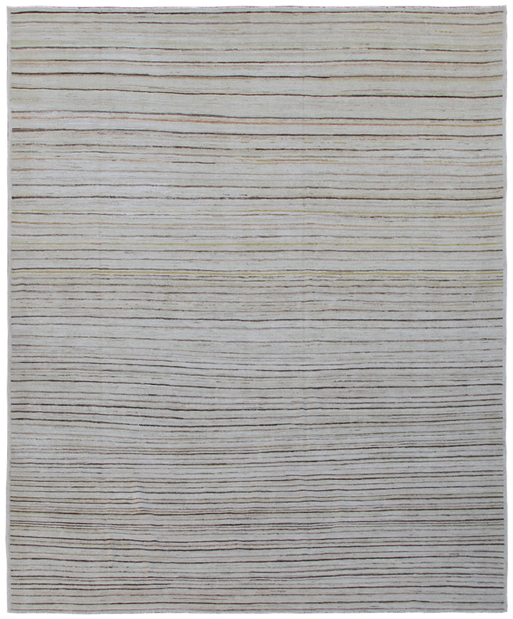8'x10' Hand-Knotted Afghan Modern Stria Rug | Organic Wool Rug