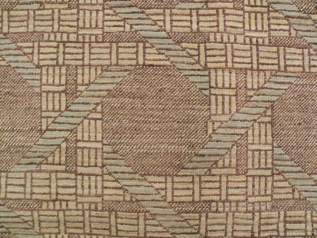8'x10' Hand-Knotted Geometric Rug | Basketweave Design | Organic Wool