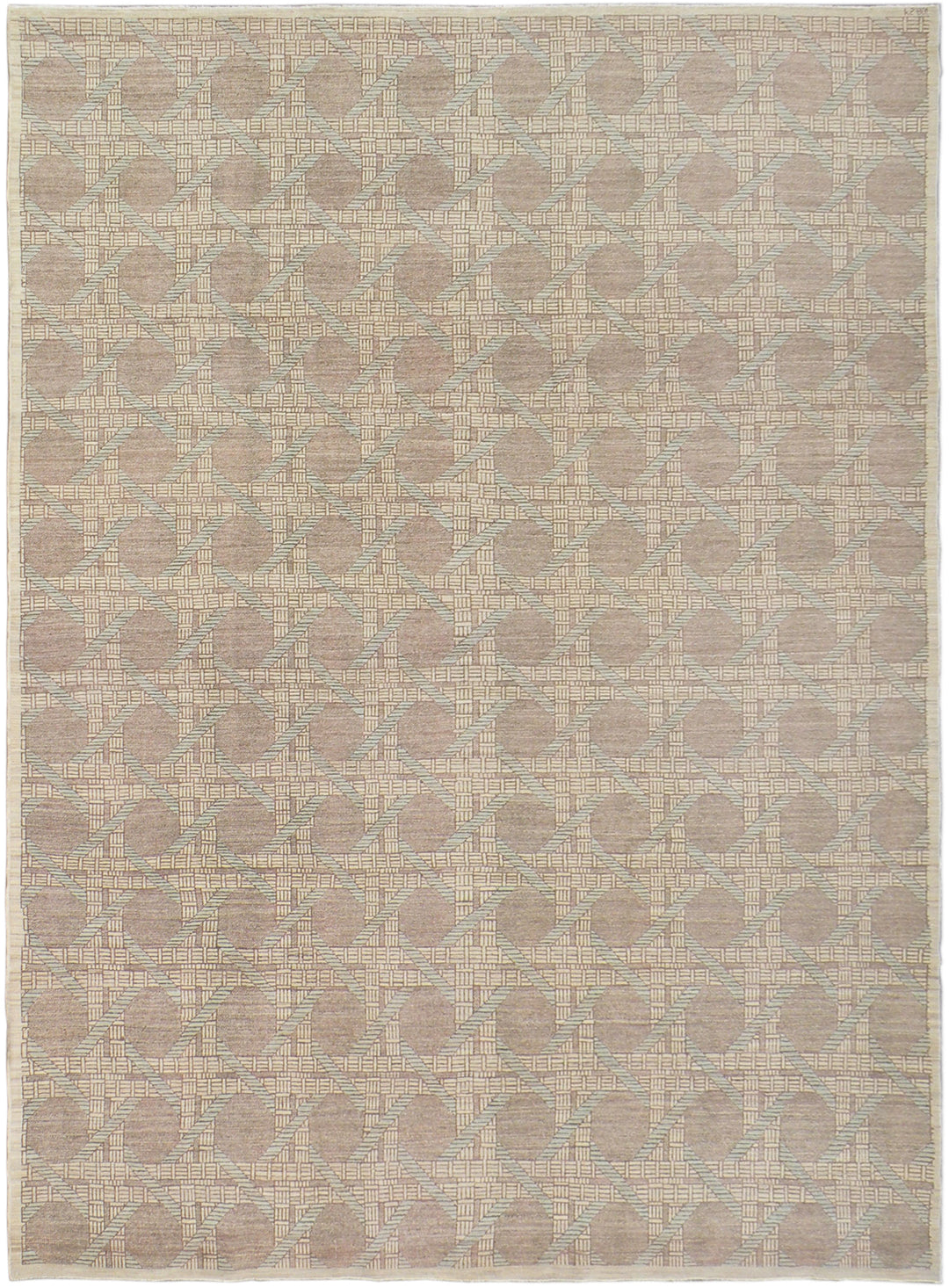 8'x10' Hand-Knotted Geometric Rug | Basketweave Design | Organic Wool