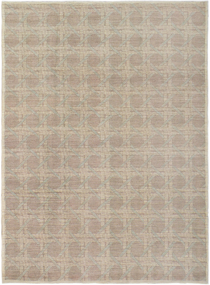8'x10' Hand-Knotted Geometric Rug | Basketweave Design | Organic Wool
