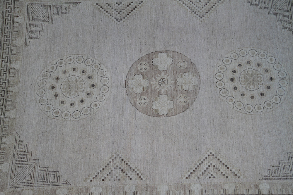8'x10' Hand-Knotted Khotan Rug | Organic Wool | Medallion | Samarkand Rug