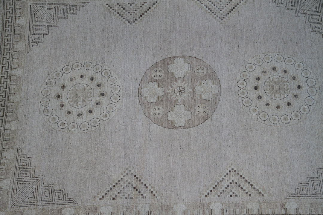 8'x10' Hand-Knotted Khotan Rug | Organic Wool | Medallion | Samarkand Rug