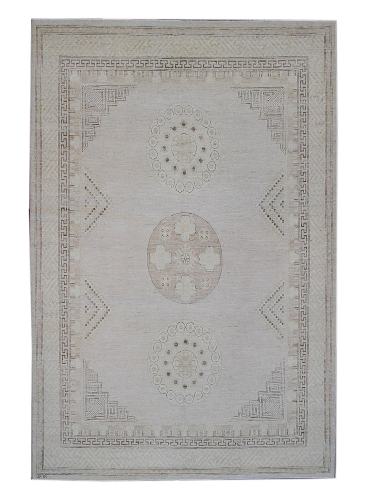 8'x10' Hand-Knotted Khotan Rug | Organic Wool | Medallion | Samarkand Rug