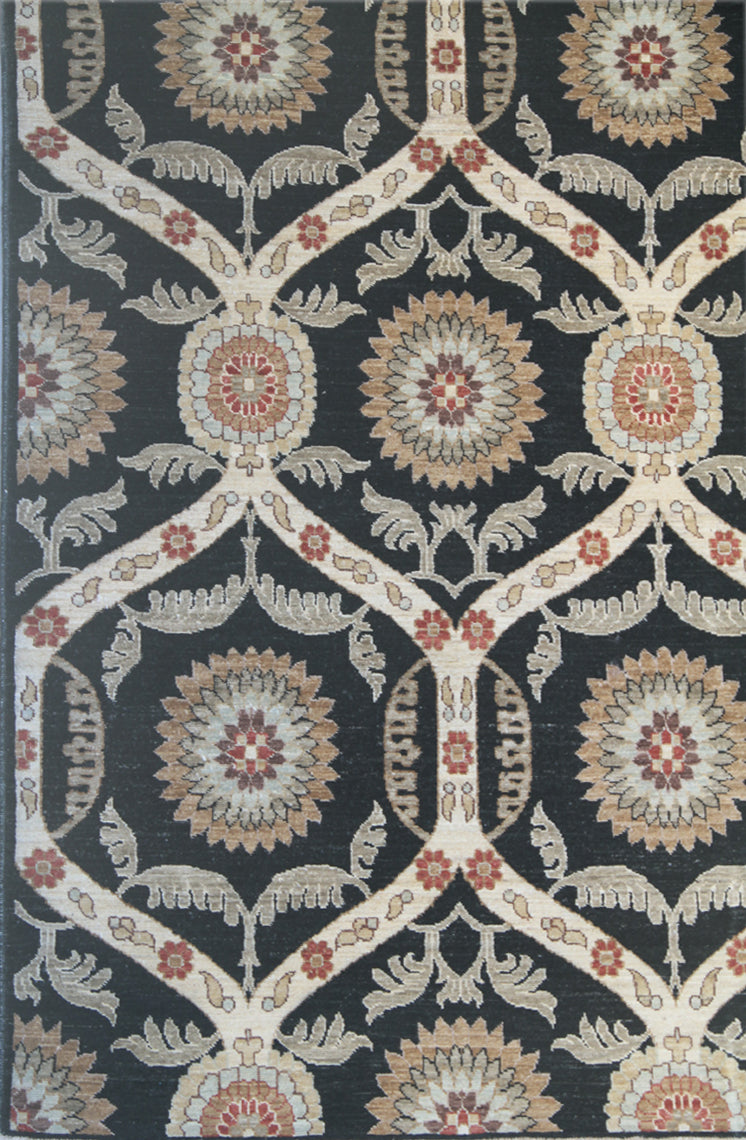8'x10' Hand-Knotted Wool | Geometric Indian Rug by Women Artisans