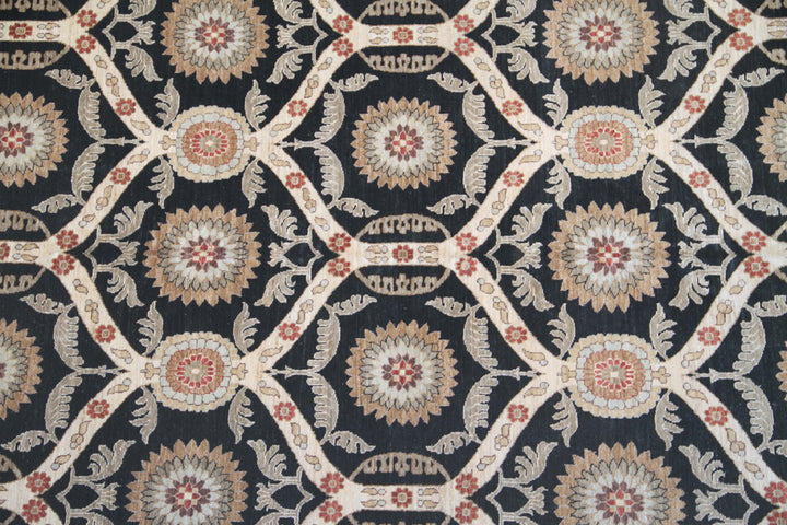 8'x10' Hand-Knotted Wool | Geometric Indian Rug by Women Artisans