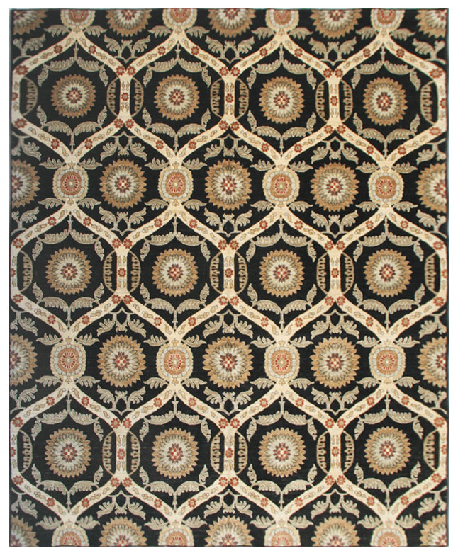 8'x10' Hand-Knotted Wool | Geometric Indian Rug by Women Artisans