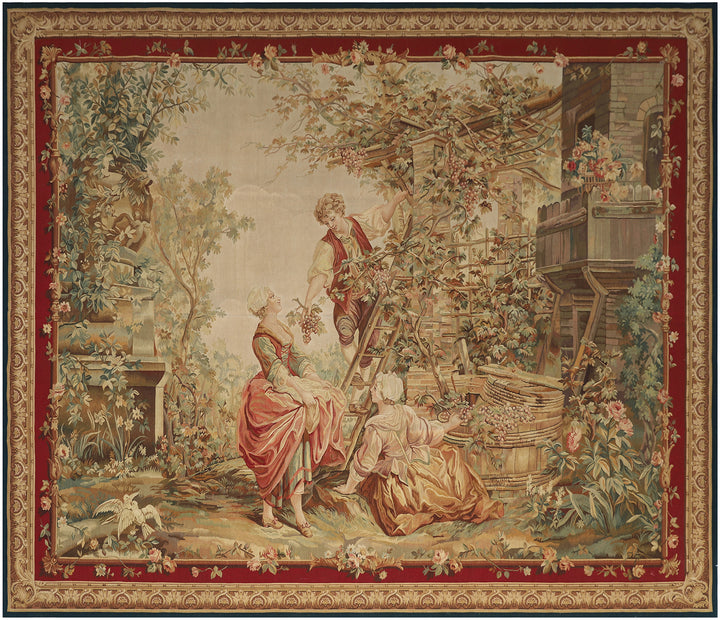 8'x10' Romantic French-Style Tapestry | Handwoven Wall Hanging