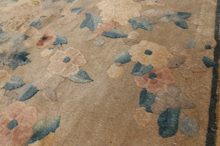 8'x10' Vintage Chinese Art Deco Rug | Cream & Tan Rug