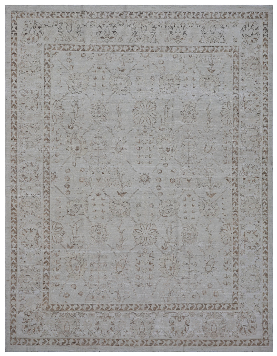 8'x10' Wool Area Rug | Tabriz Persian Rug | Ivory Brown Area Rug