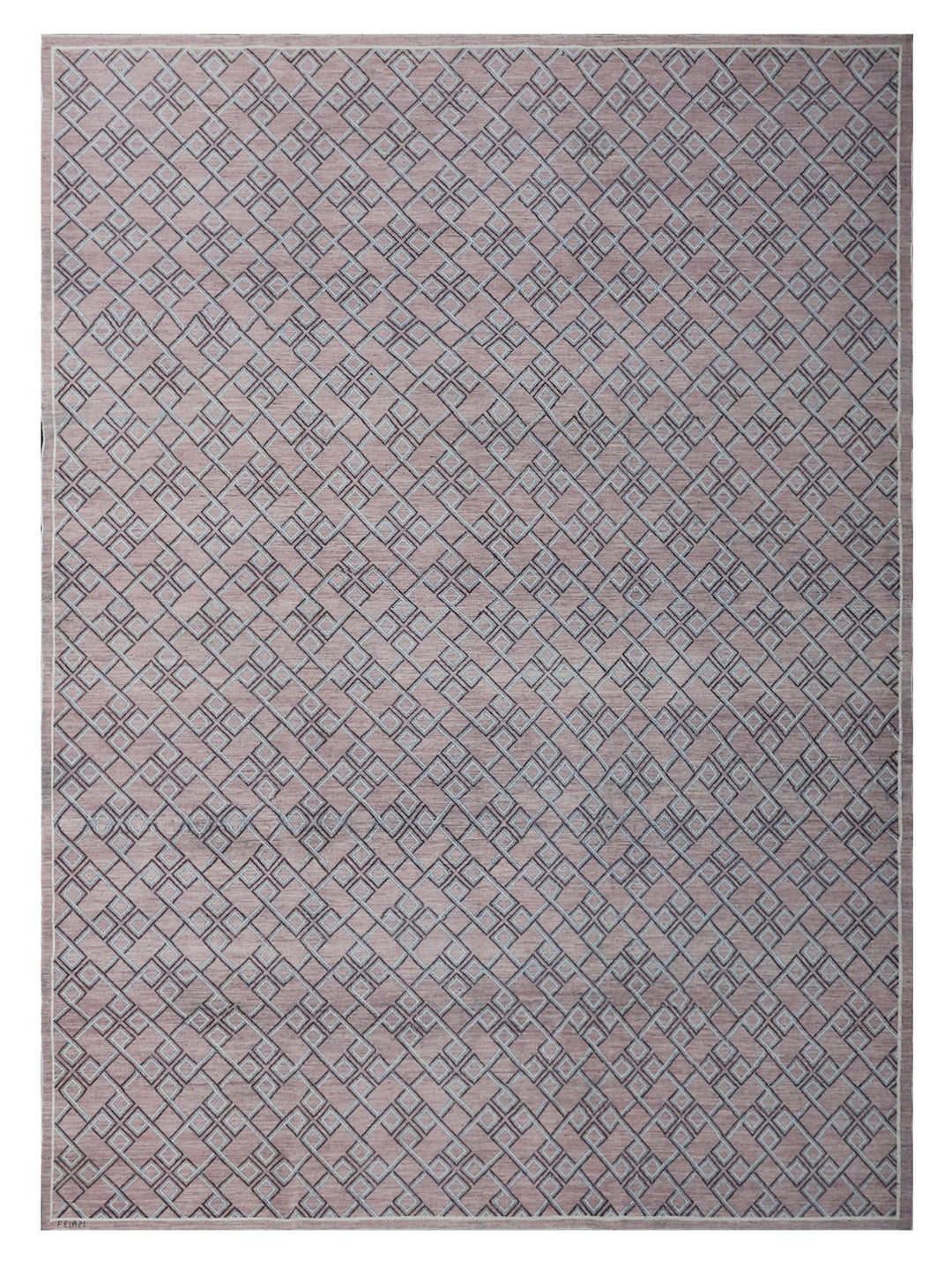 8'x11' Afghan Hand-Knotted Modern Geometric Rug – Mauve Area Rug