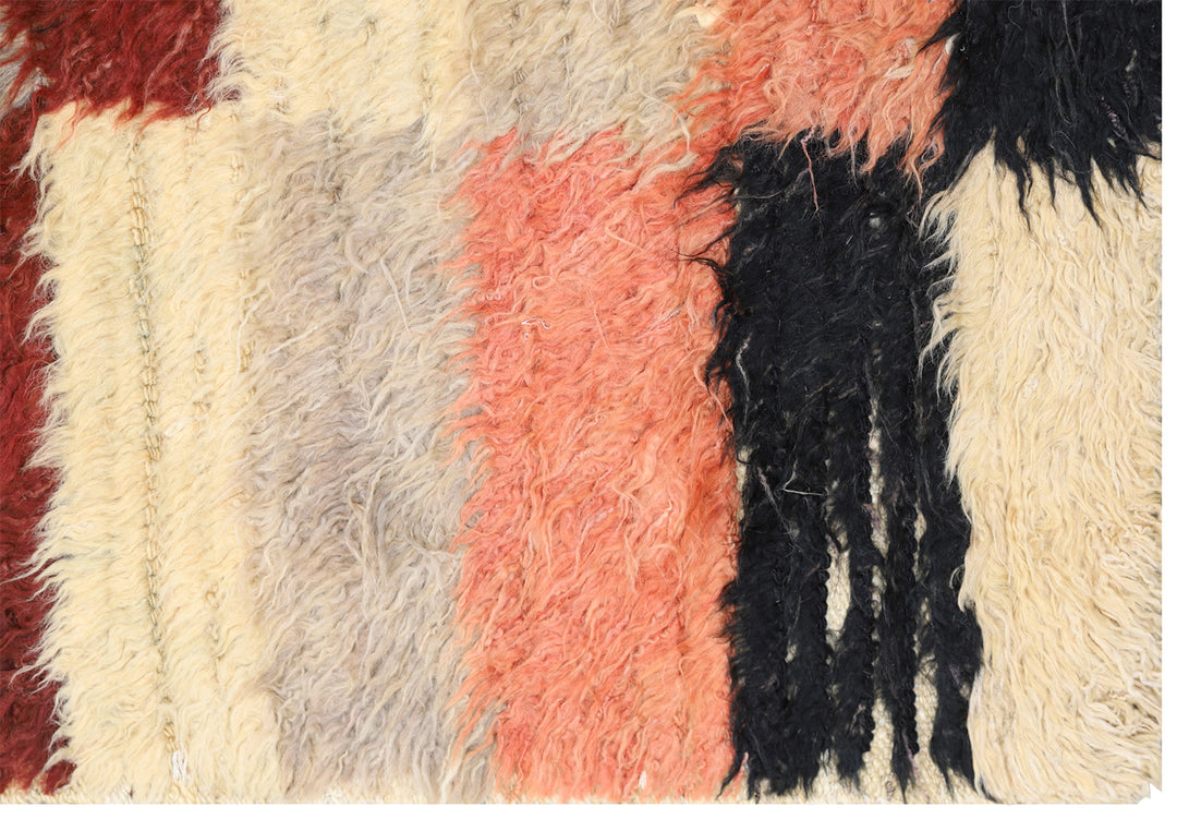 Ariana Barchi Hand-Knotted Checkered Geometric Shaggy Wool Rug 10'6" x 8'0"