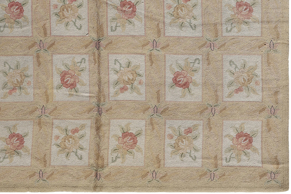 8'x11' Vintage Floral Hook Rug | Hooked Area Rug