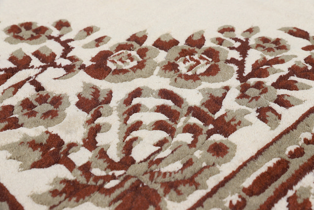 8'x11' White Wool Rug | Chinese Design