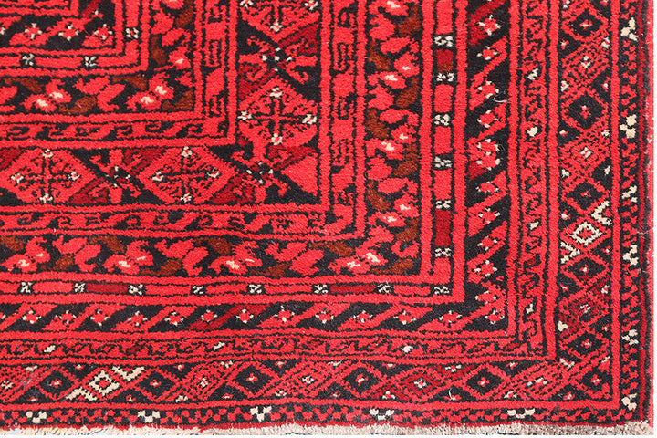 8'x12' Afghan Bashiri Rug – Bold Red Hand-Knotted Treasure