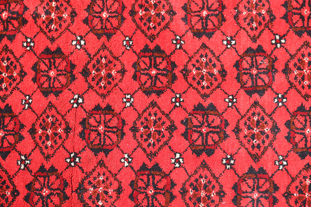 8'x12' Afghan Bashiri Rug – Bold Red Hand-Knotted Treasure