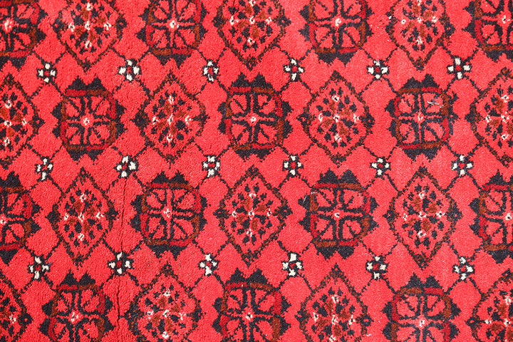 8'x12' Afghan Bashiri Rug – Bold Red Hand-Knotted Treasure