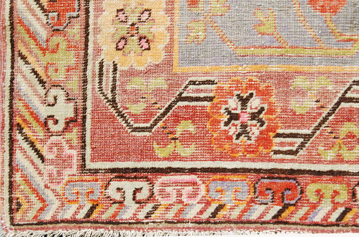 8'x5' Vintage Samarkand Rug | Khotan Area Rug | Soft Color Rug