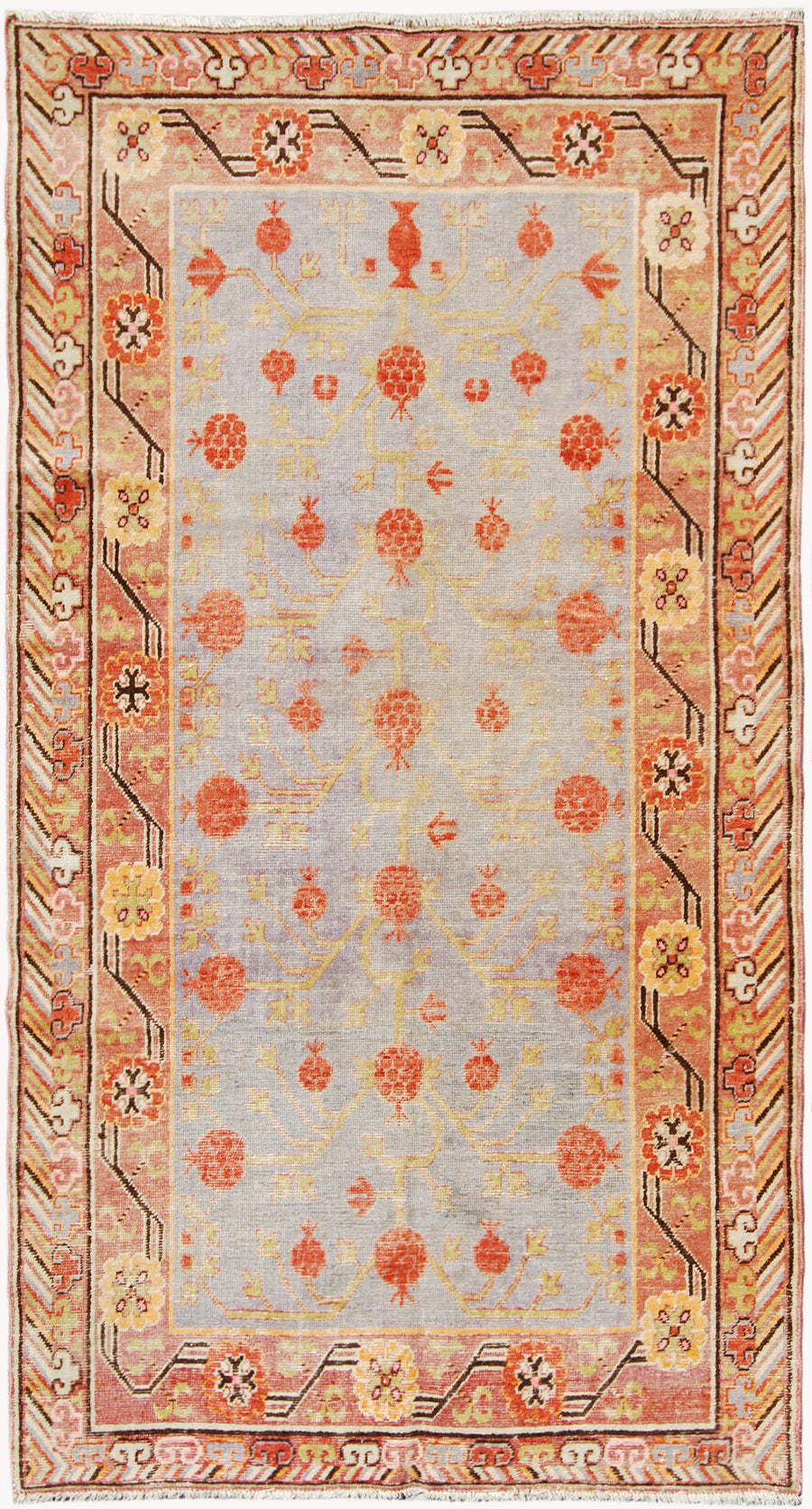 8'x5' Vintage Samarkand Rug | Khotan Area Rug | Soft Color Rug