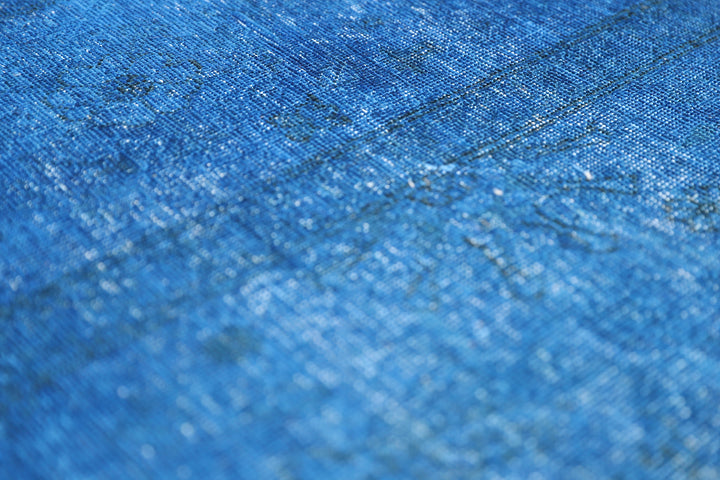 9' x 12' Navy Blue Persian Tabriz Ariana Overdyed Rug | Hand-Knotted Wool Area Rug