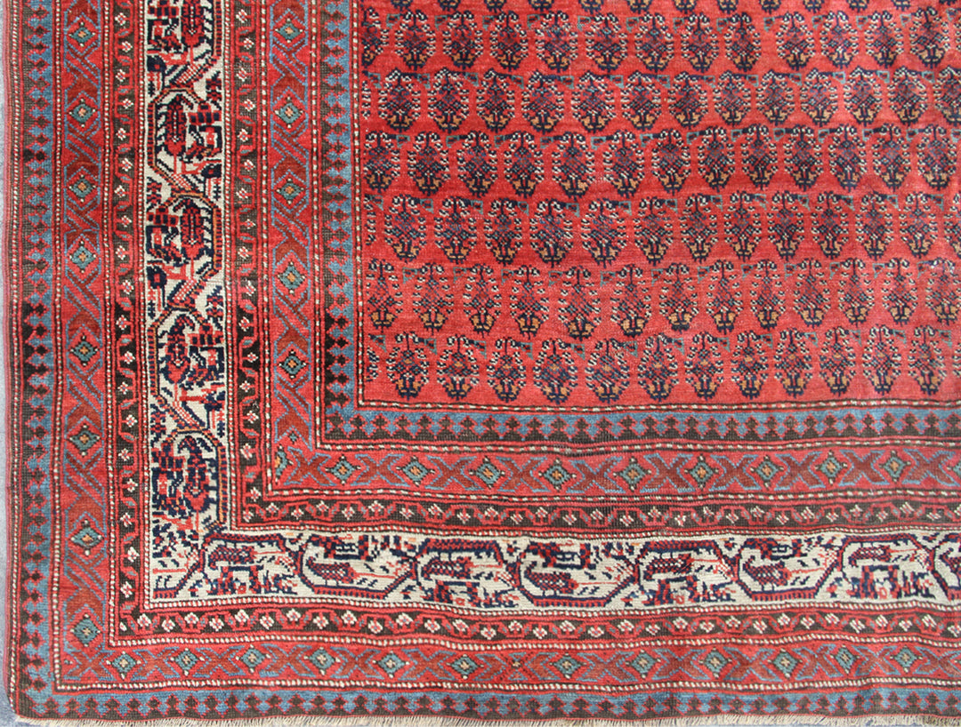 7'x15' Red Ivory Blue Antique Persian Saraban Mir Gallery Rug