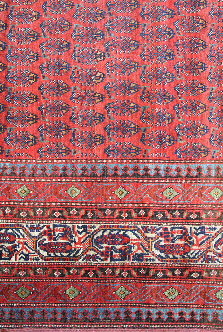 7'x15' Red Ivory Blue Antique Persian Saraban Mir Gallery Rug