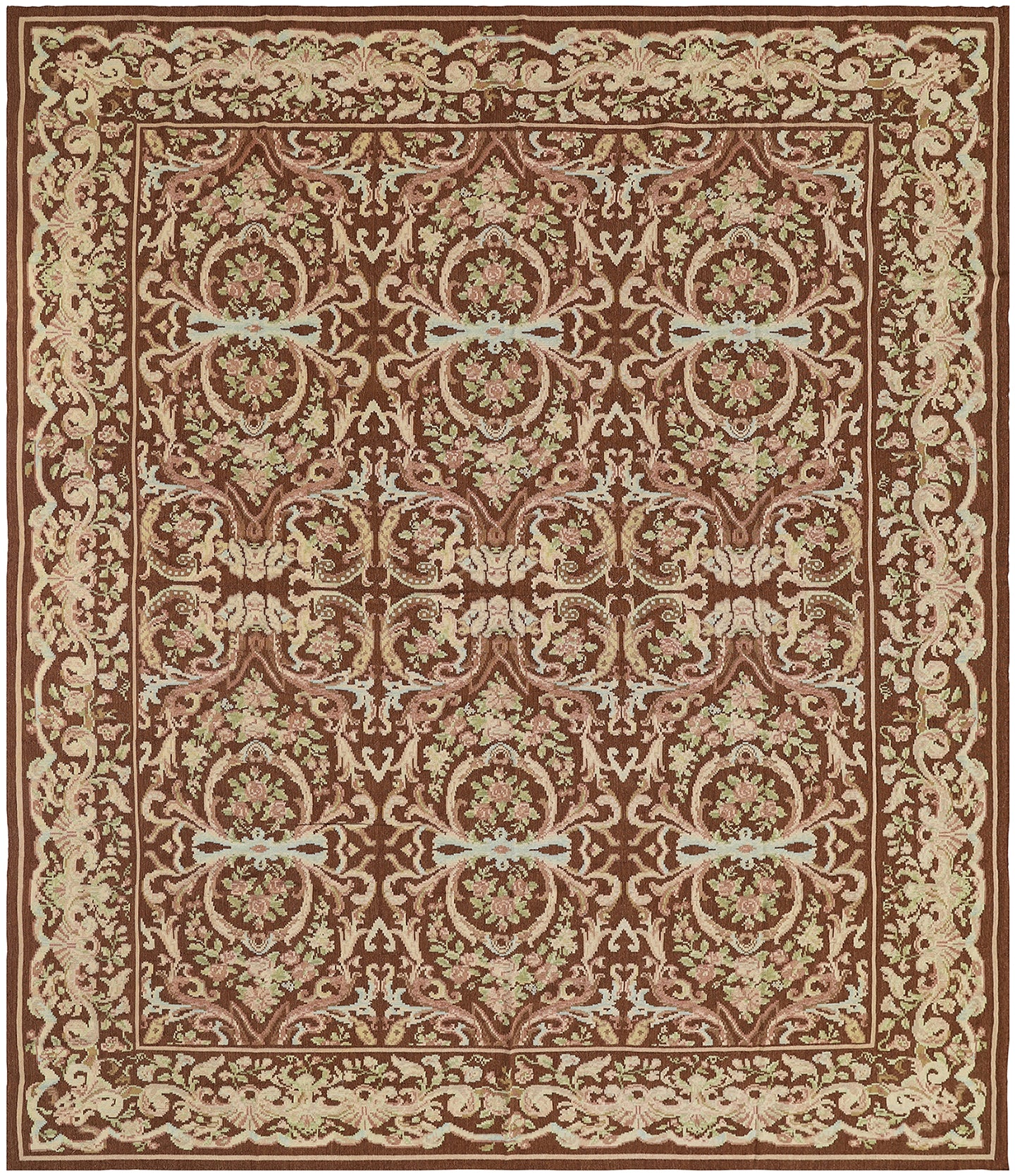 12'x15' Brown Blue Multi Colors Bessarabian Design Ariana Kilim Collection Large Rug