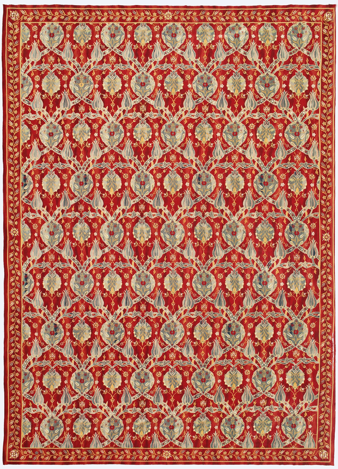 12x18 Red Aubusson Ottoman Design