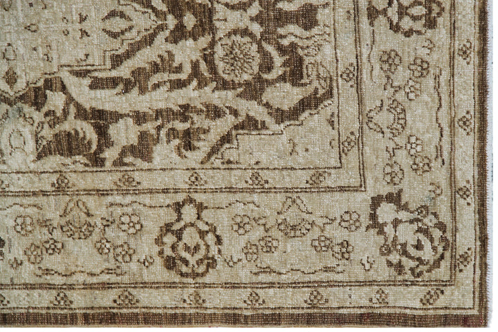3'x11' Ariana Traditional Tabriz Design Brown Ivory Runner Rug