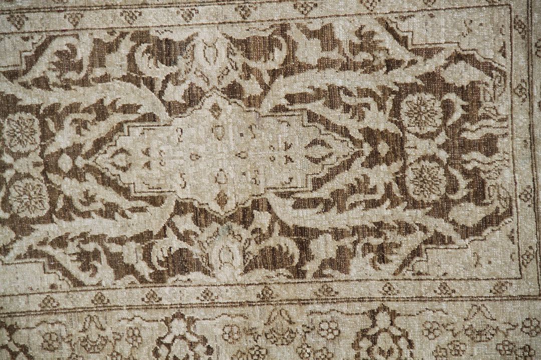 3'x11' Ariana Traditional Tabriz Design Brown Ivory Runner Rug