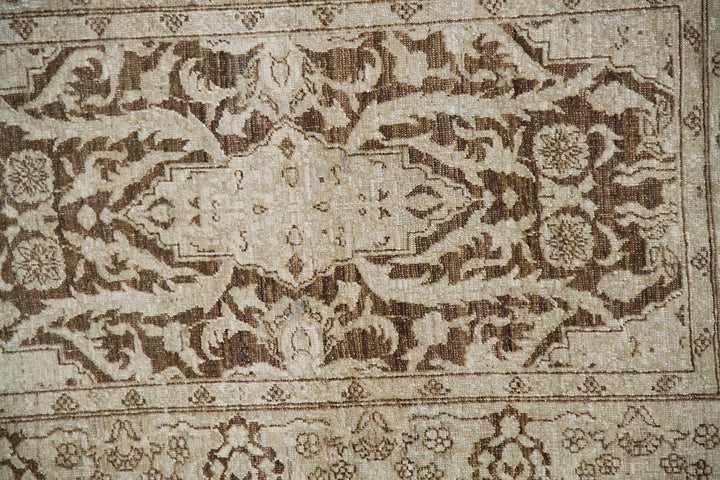 3'x11' Ariana Traditional Tabriz Design Brown Ivory Runner Rug