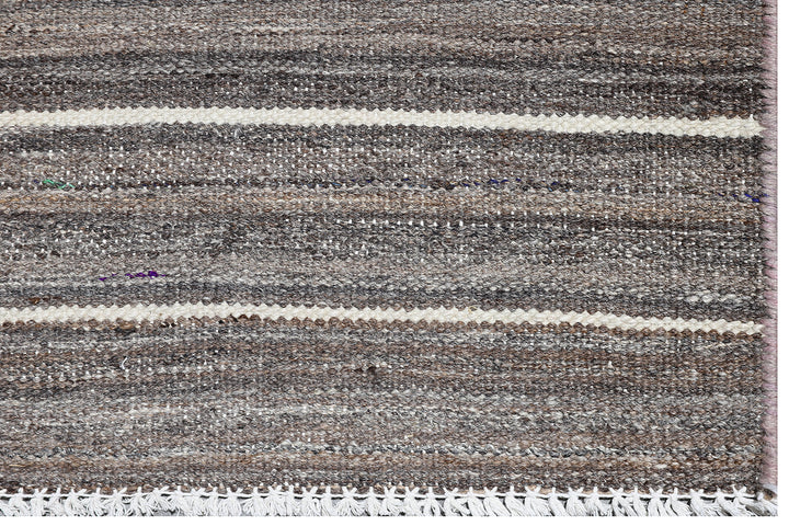 3'x8' Striped Brown and Cream Ariana Kilim Runner Rug