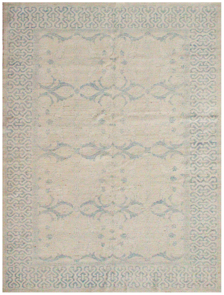 Wool Rug | Blue & Cream |Hand-knotted Area Rug