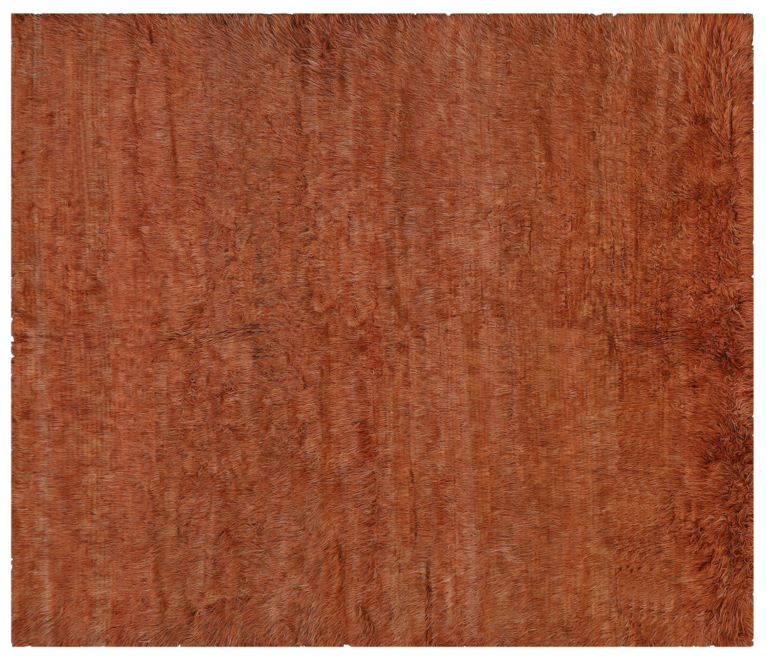 Ariana Barchi Solid Copper Thick Shaggy Wool Rug 11'3" x 9'4"
