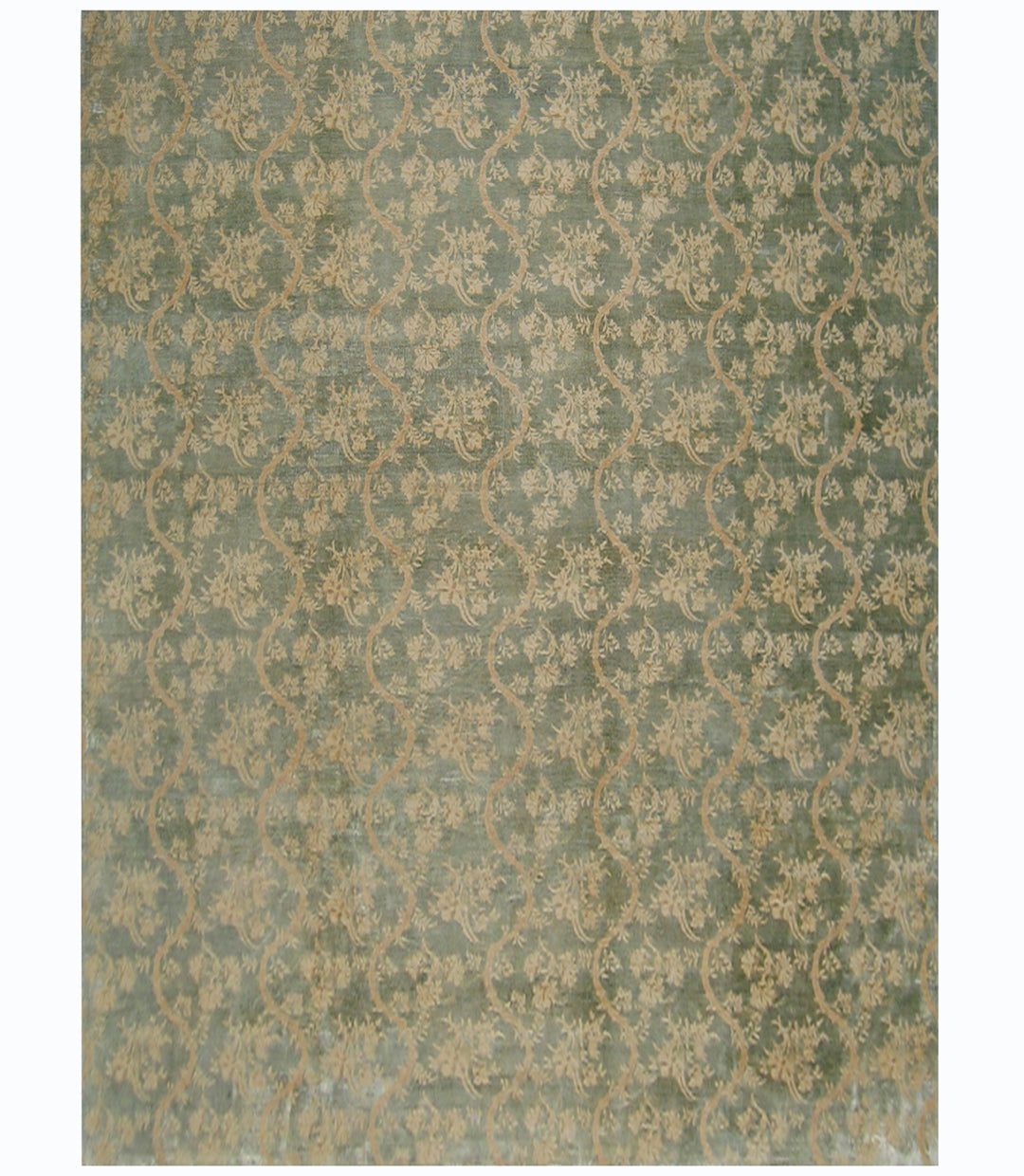 9'x11' Green Rug | Silk & Wool | Chinoiserie Design | Ariana Traditional Rug